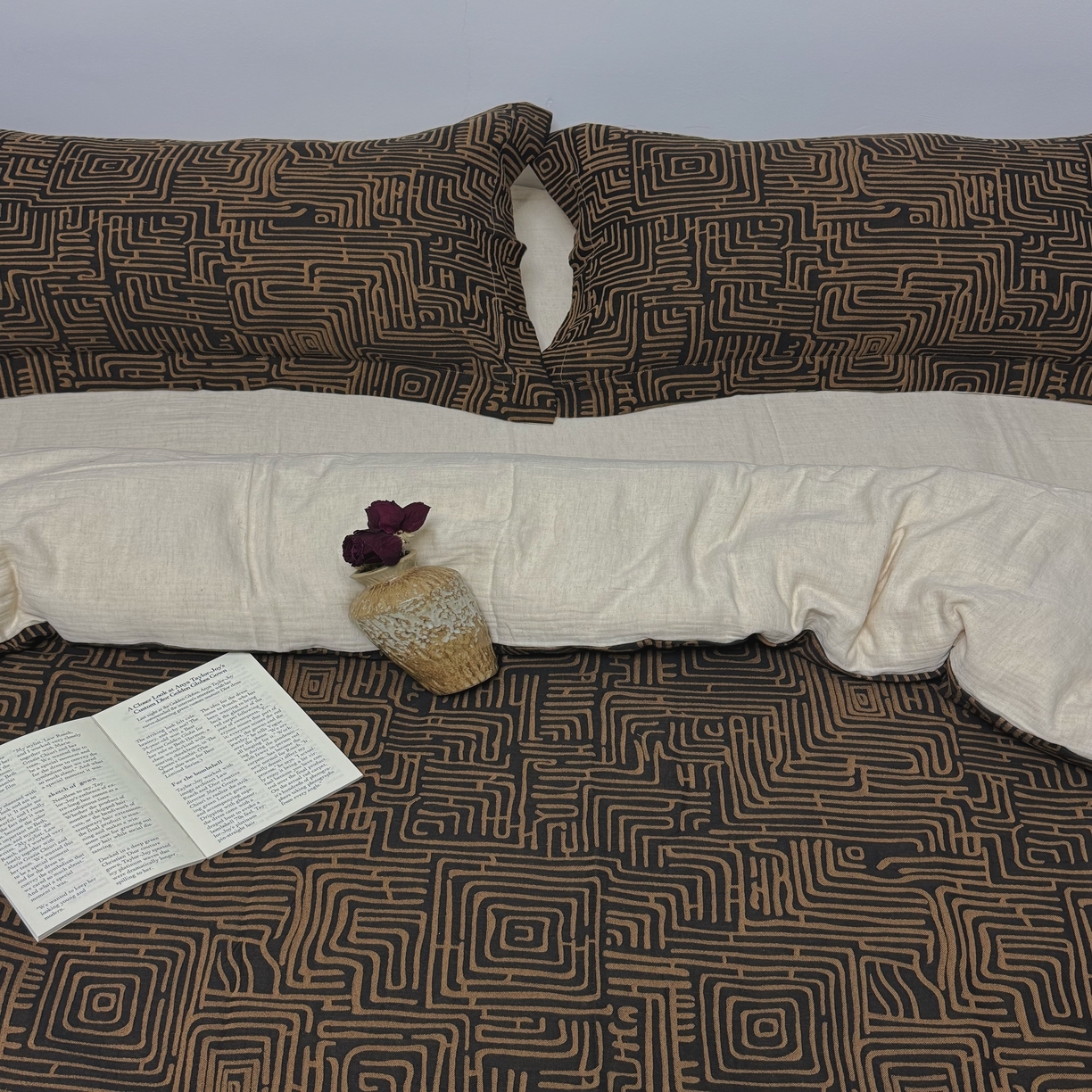 91家纺网 家纺一手货源 找家纺 （总）双层纱家居 2025新款AB版A版棉麻B版棉麻双层纱棉麻四件套20%麻-凯撒