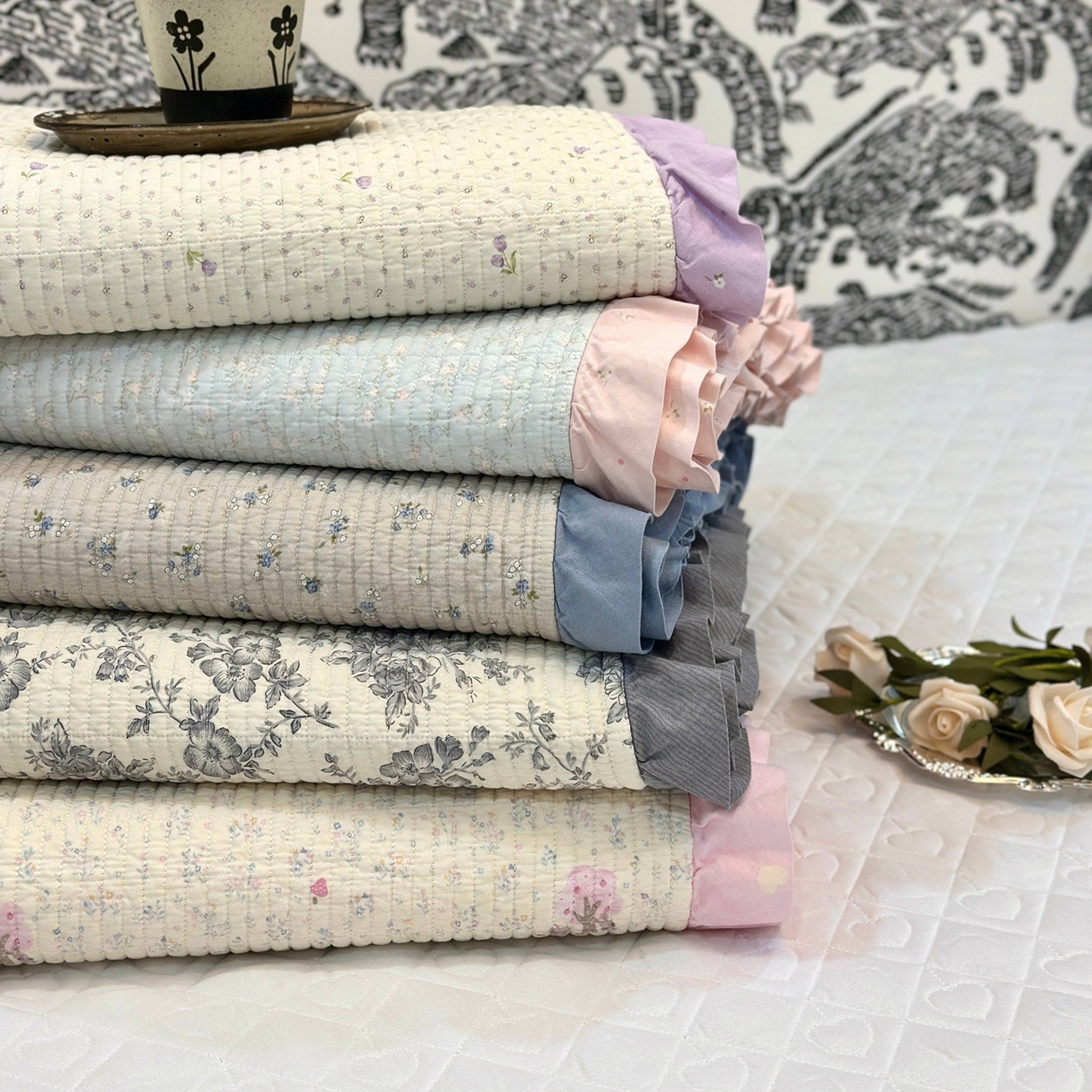 91家纺网 家纺一手货源 找家纺 （总）床盖工厂店 2026新款双面水洗全棉填充新疆棉花床盖四件套