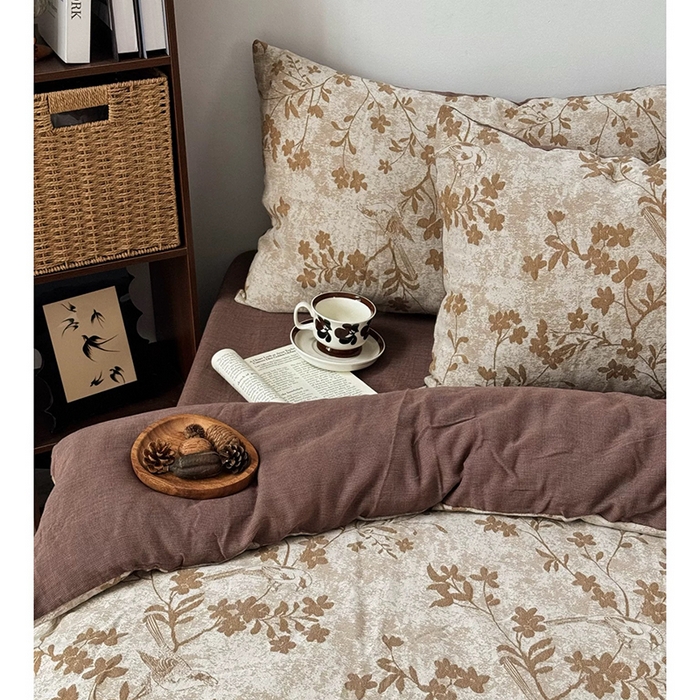 91家纺网 家纺一手货源 找家纺 （总）双层纱家居 2025新款AB版A版棉麻B版全棉色织提花双层纱四件套