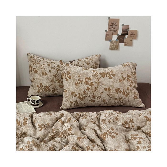 91家纺网 家纺一手货源 找家纺 双层纱家居 2025新款AB版A版棉麻B版全棉色织提花双层纱四件套 花季-彩纱金拉链款