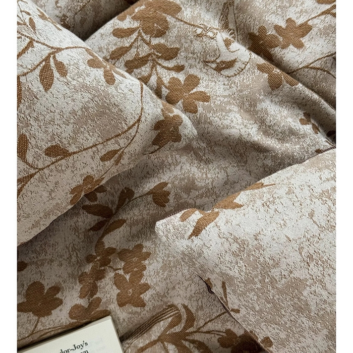 91家纺网 家纺一手货源 找家纺 双层纱家居 2025新款AB版A版棉麻B版全棉色织提花双层纱四件套 花季-彩纱金拉链款