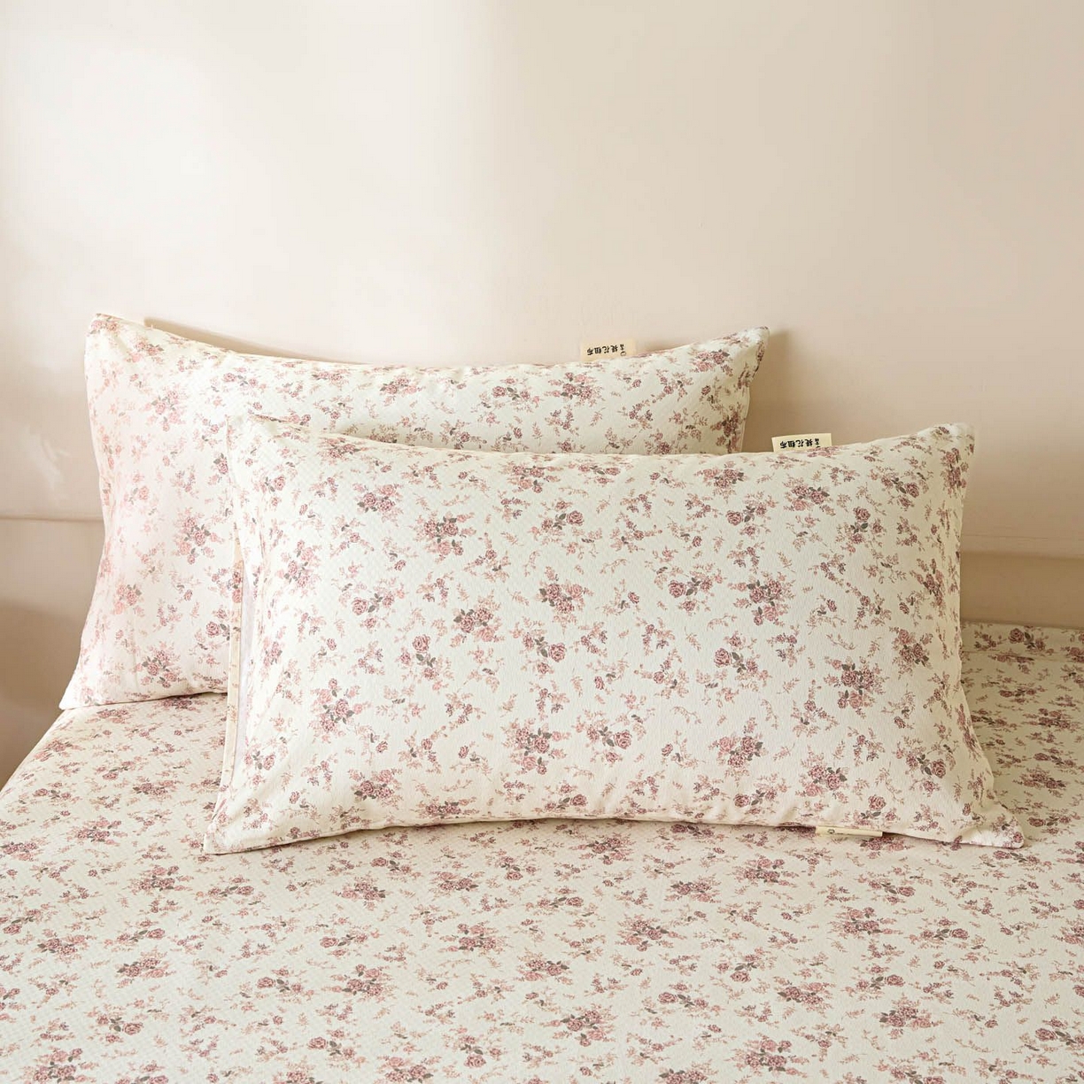 91家纺网 家纺一手货源 找家纺 涵宸家纺 2026新款全棉提花老粗布-单枕套 枕套-粉色恋人