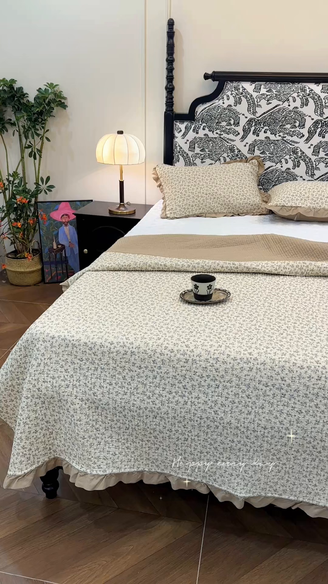 91家纺网 家纺一手货源 找家纺 床盖工厂店 2026新款小花边双面全棉填充棉花床盖三件套 温锦织（米）