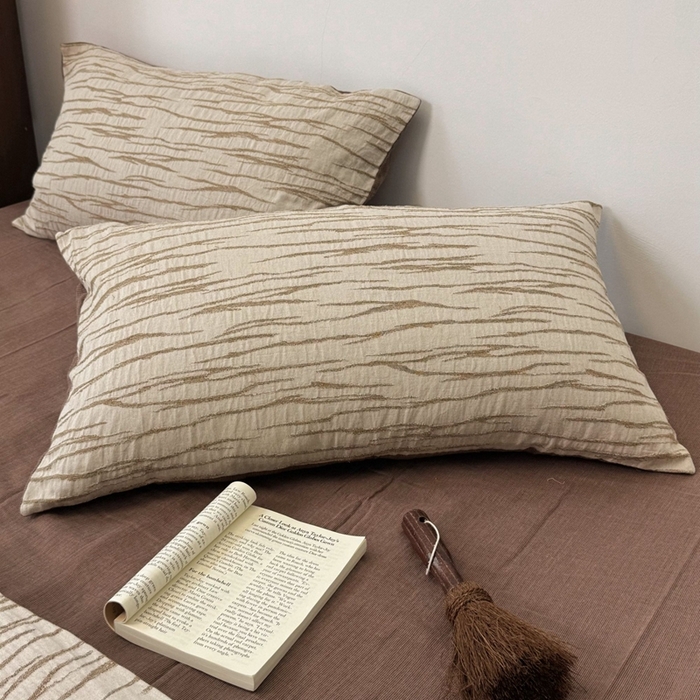 91家纺网 家纺一手货源 找家纺 （总）双层纱家居 2025新款山河A版棉麻B版全棉色织提花双层纱四件套