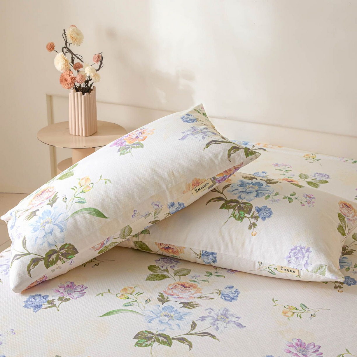 91家纺网 家纺一手货源 找家纺 涵宸家纺 2026新款全棉提花老粗布-单枕套 枕套-彩花语
