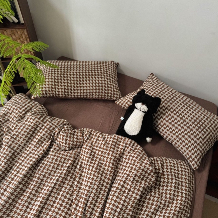 91家纺网 家纺一手货源 找家纺 （总）双层纱家居 2025新款雅颂AB版拉链款全棉纯棉色织提花四件套