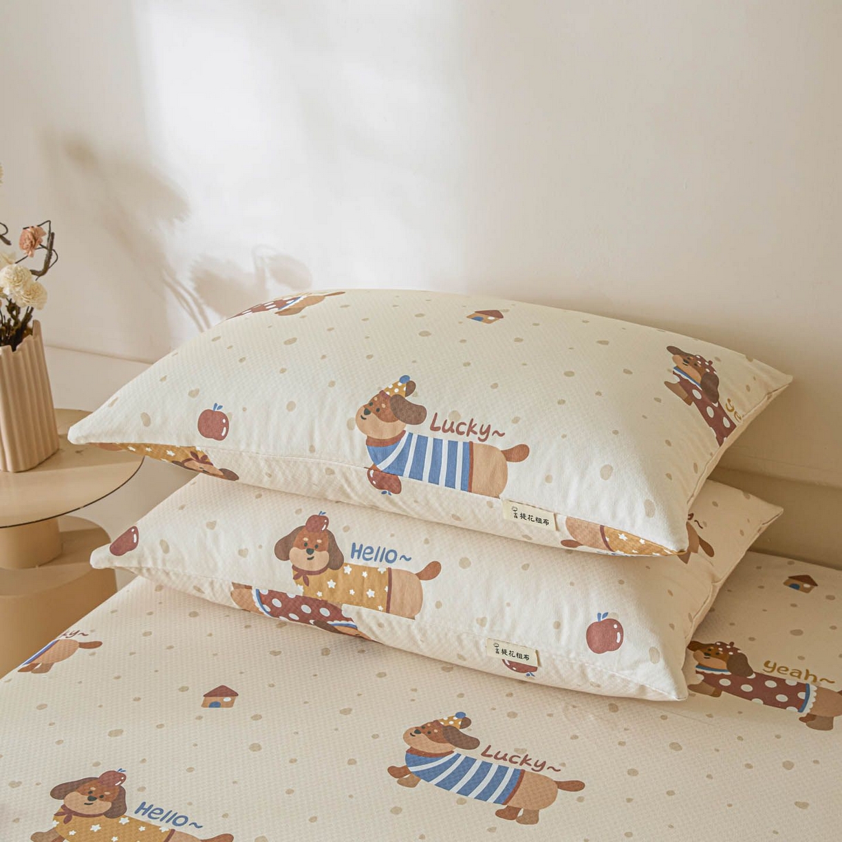 91家纺网 家纺一手货源 找家纺 涵宸家纺 2026新款全棉提花老粗布-单枕套 枕套-彩运