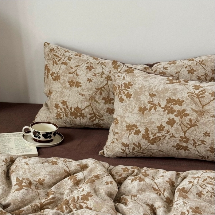 双层纱家居 2025新款AB版A版棉麻B版全棉纯棉色织提花双层纱四件套20%麻-花季 花季-彩纱金