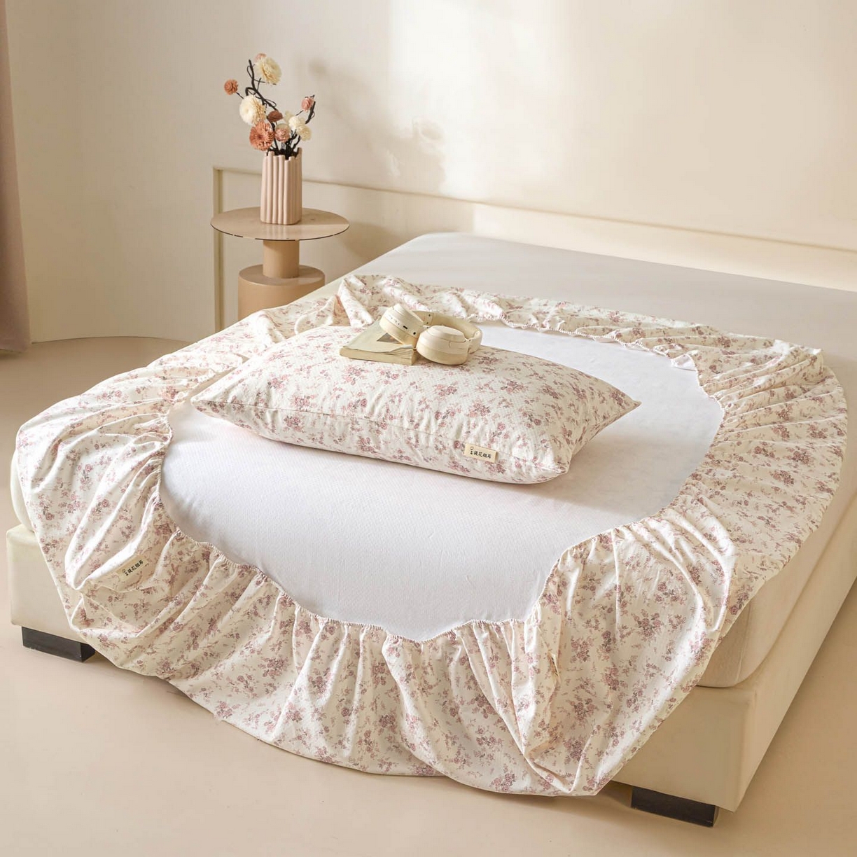 91家纺网 家纺一手货源 找家纺 涵宸家纺 2026新款全棉提花老粗布-单枕套 枕套-粉色恋人