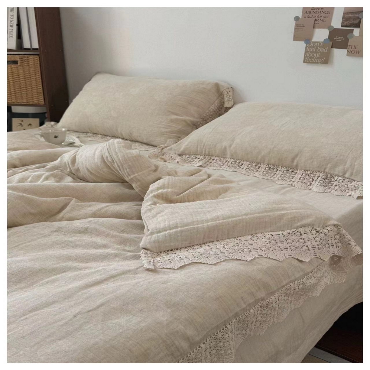 91家纺网 家纺一手货源 找家纺 （总）双层纱家居 2025新款AB版A版棉麻B版棉麻双层纱棉麻四件套20%麻-如沐春风