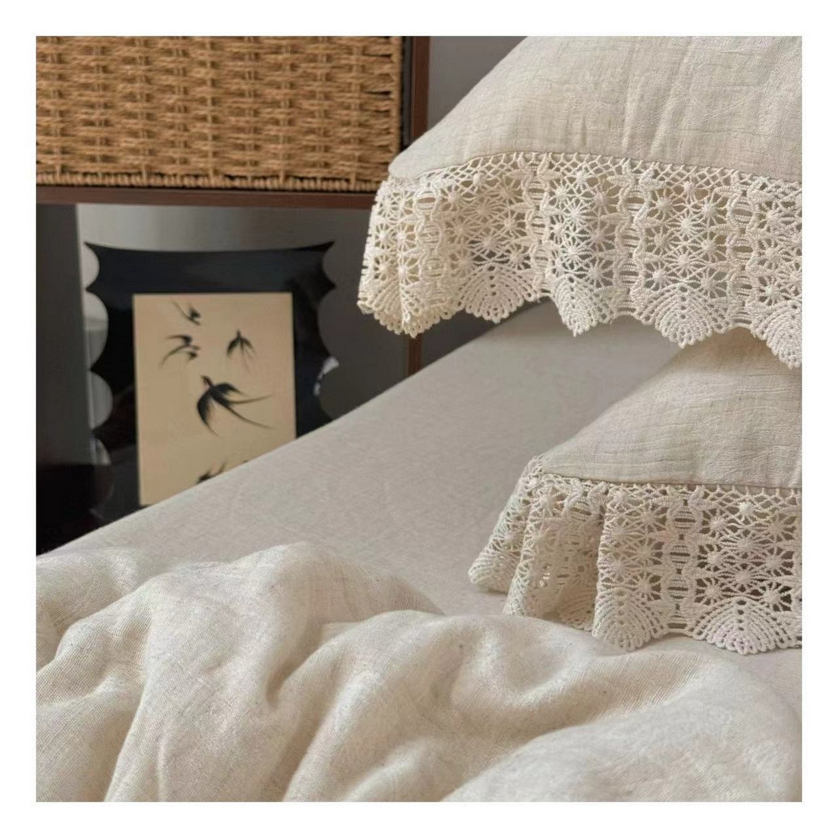 91家纺网 家纺一手货源 找家纺 （总）双层纱家居 2025新款AB版A版棉麻B版棉麻双层纱棉麻四件套20%麻-如沐春风