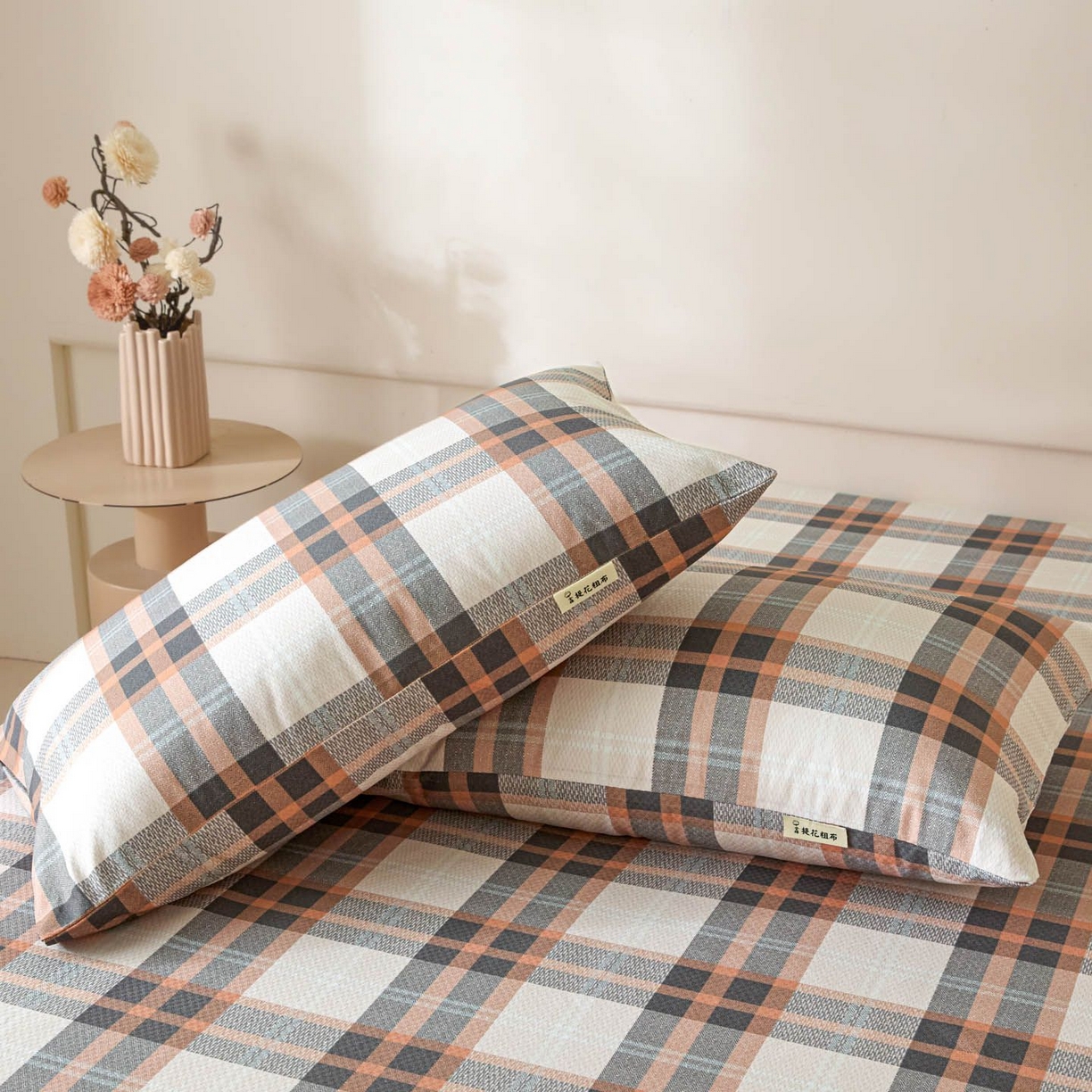 91家纺网 家纺一手货源 找家纺 涵宸家纺 2026新款全棉提花老粗布-单枕套 枕套-光间筑