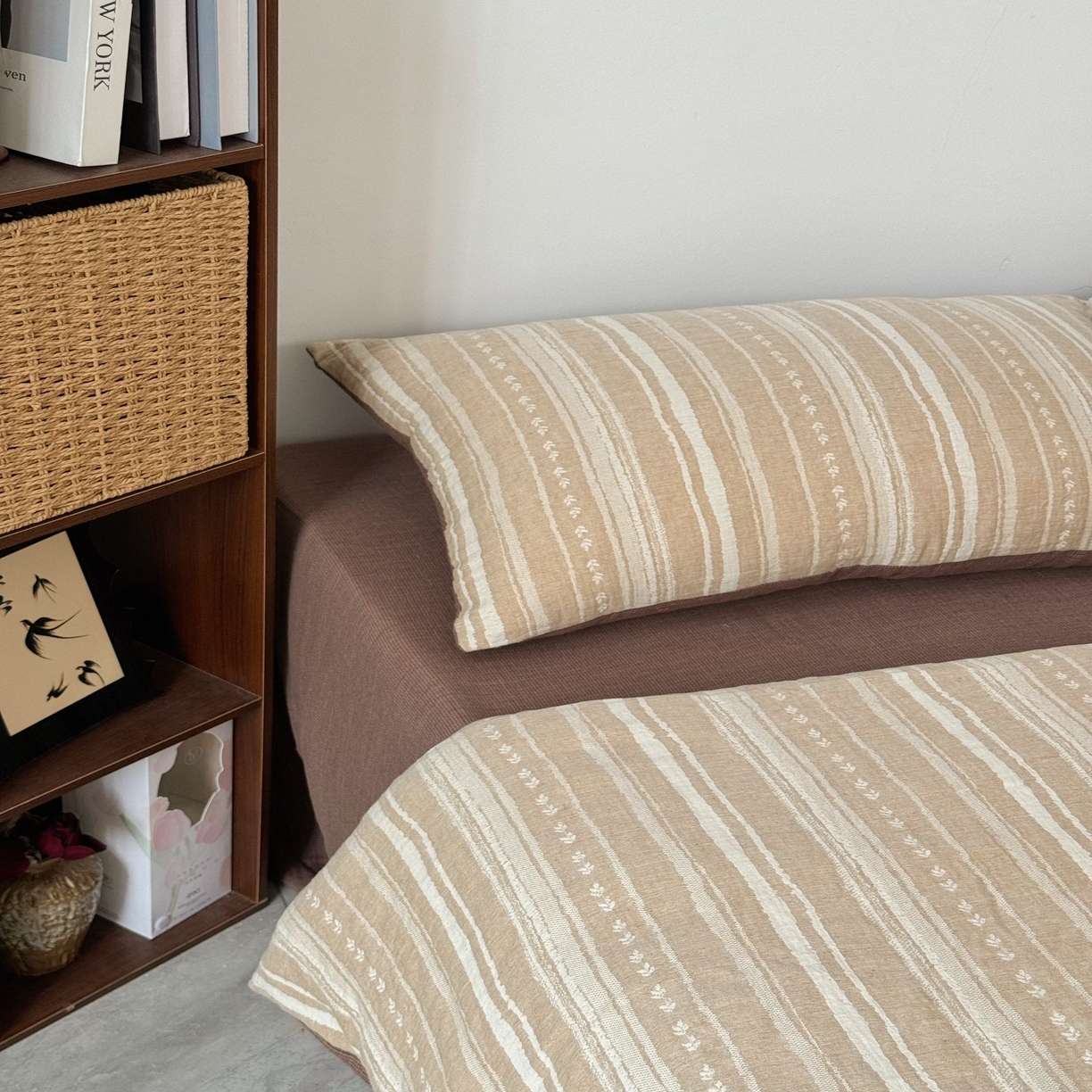 91家纺网 家纺一手货源 找家纺 （总）双层纱家居 2025新款AB版A版棉麻B版全棉纯棉色织双层纱棉麻四件套20%麻-忘川