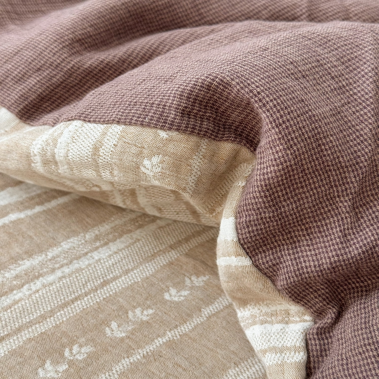 91家纺网 家纺一手货源 找家纺 （总）双层纱家居 2025新款AB版A版棉麻B版全棉纯棉色织双层纱棉麻四件套20%麻-忘川