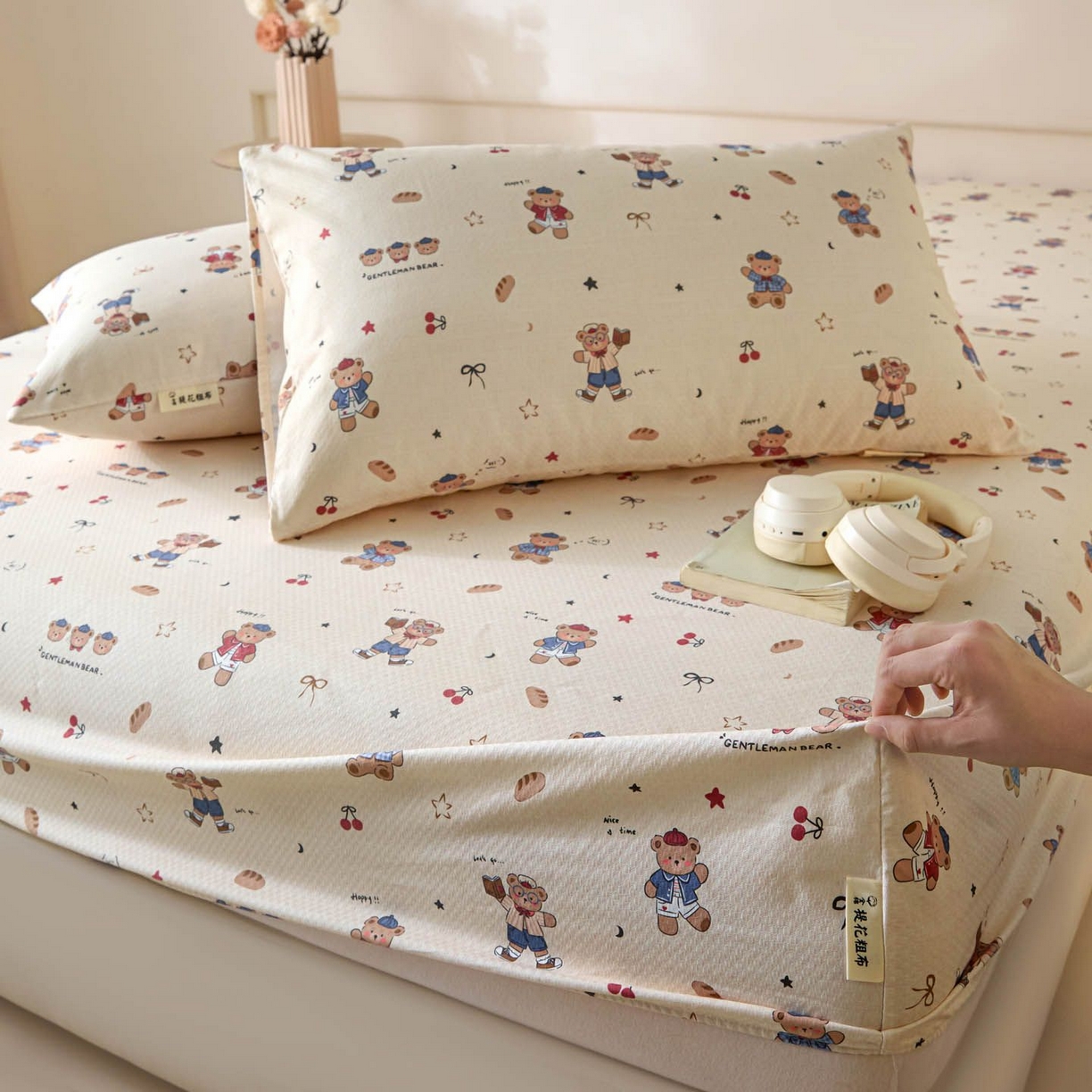 91家纺网 家纺一手货源 找家纺 涵宸家纺 2026新款全棉提花老粗布-单枕套 枕套-活力熊