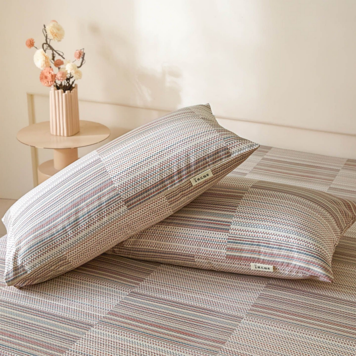 91家纺网 家纺一手货源 找家纺 涵宸家纺 2026新款全棉提花老粗布-单枕套 枕套-经纬格