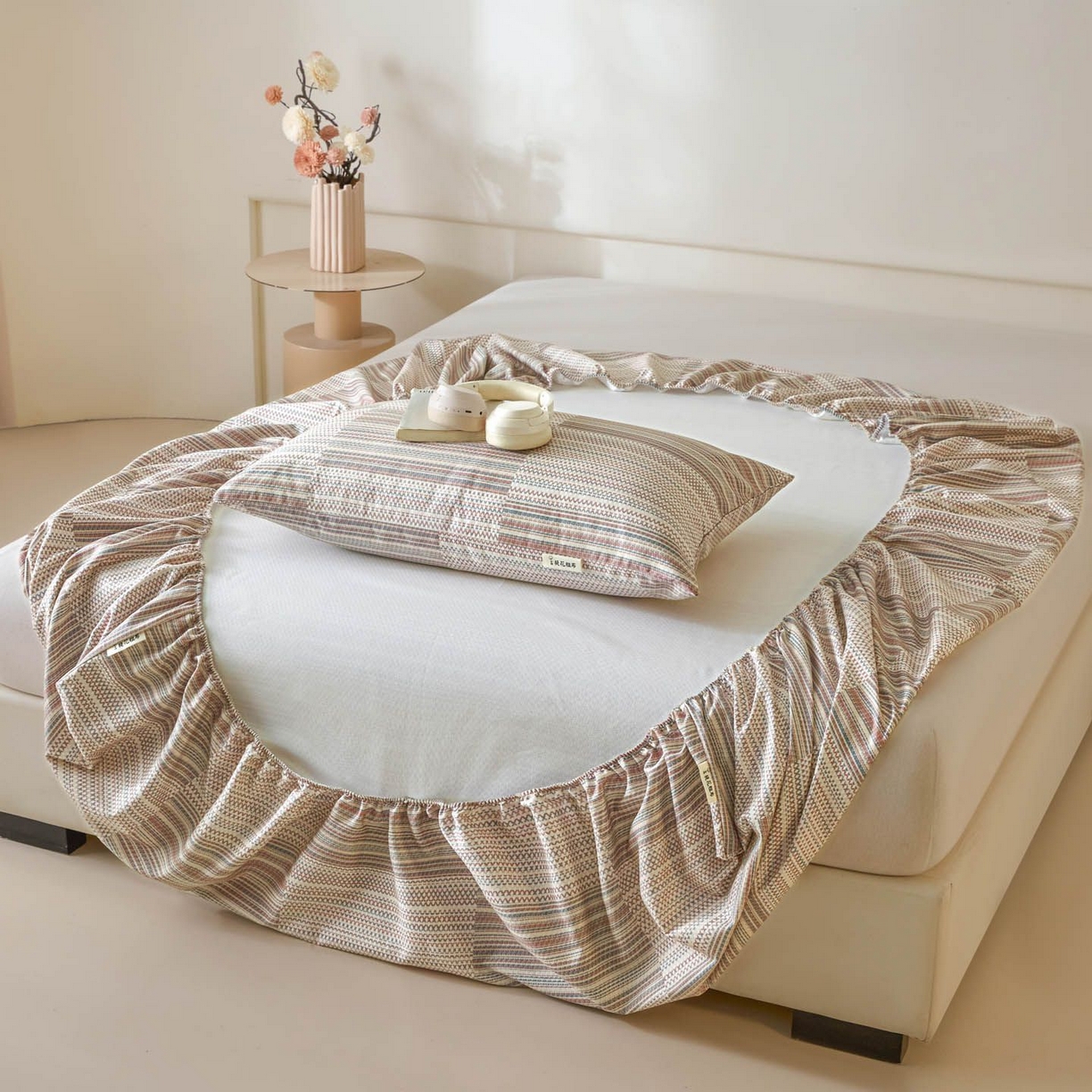 91家纺网 家纺一手货源 找家纺 涵宸家纺 2026新款全棉提花老粗布-单枕套 枕套-经纬格