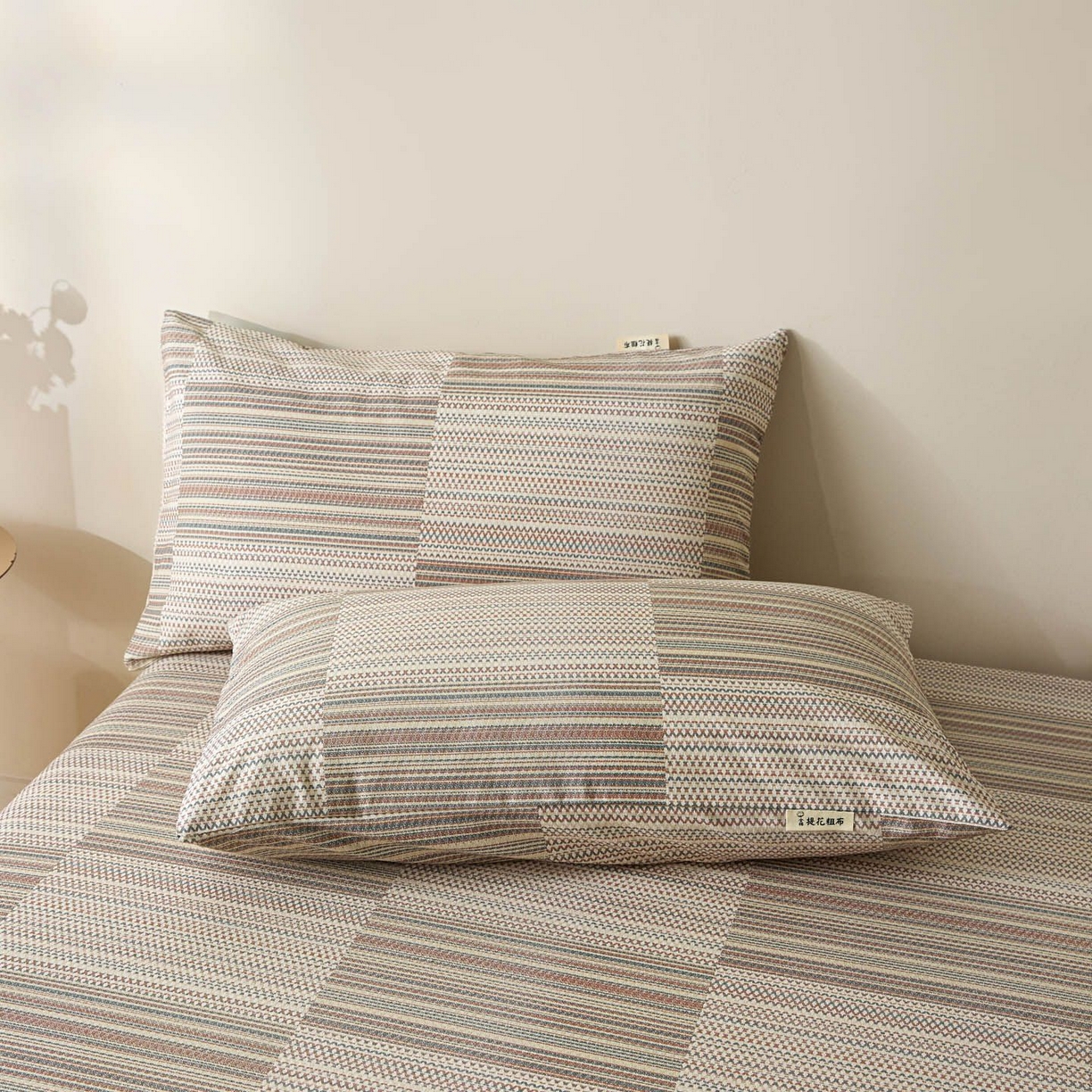 91家纺网 家纺一手货源 找家纺 涵宸家纺 2026新款全棉提花老粗布-单枕套 枕套-经纬格