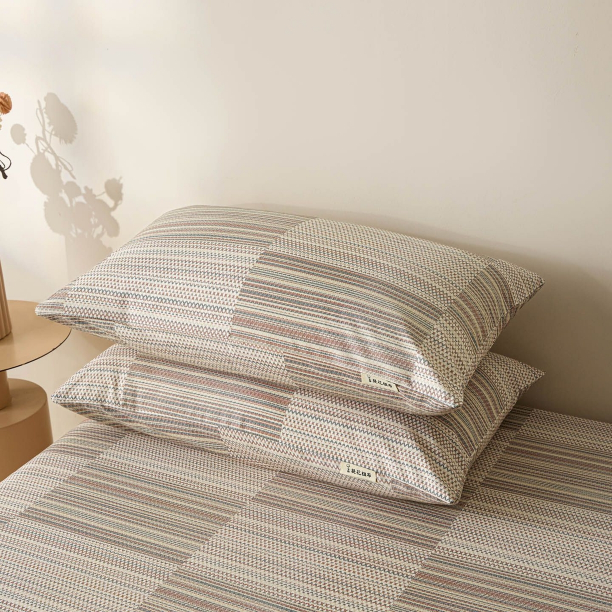 91家纺网 家纺一手货源 找家纺 涵宸家纺 2026新款全棉提花老粗布-单枕套 枕套-经纬格