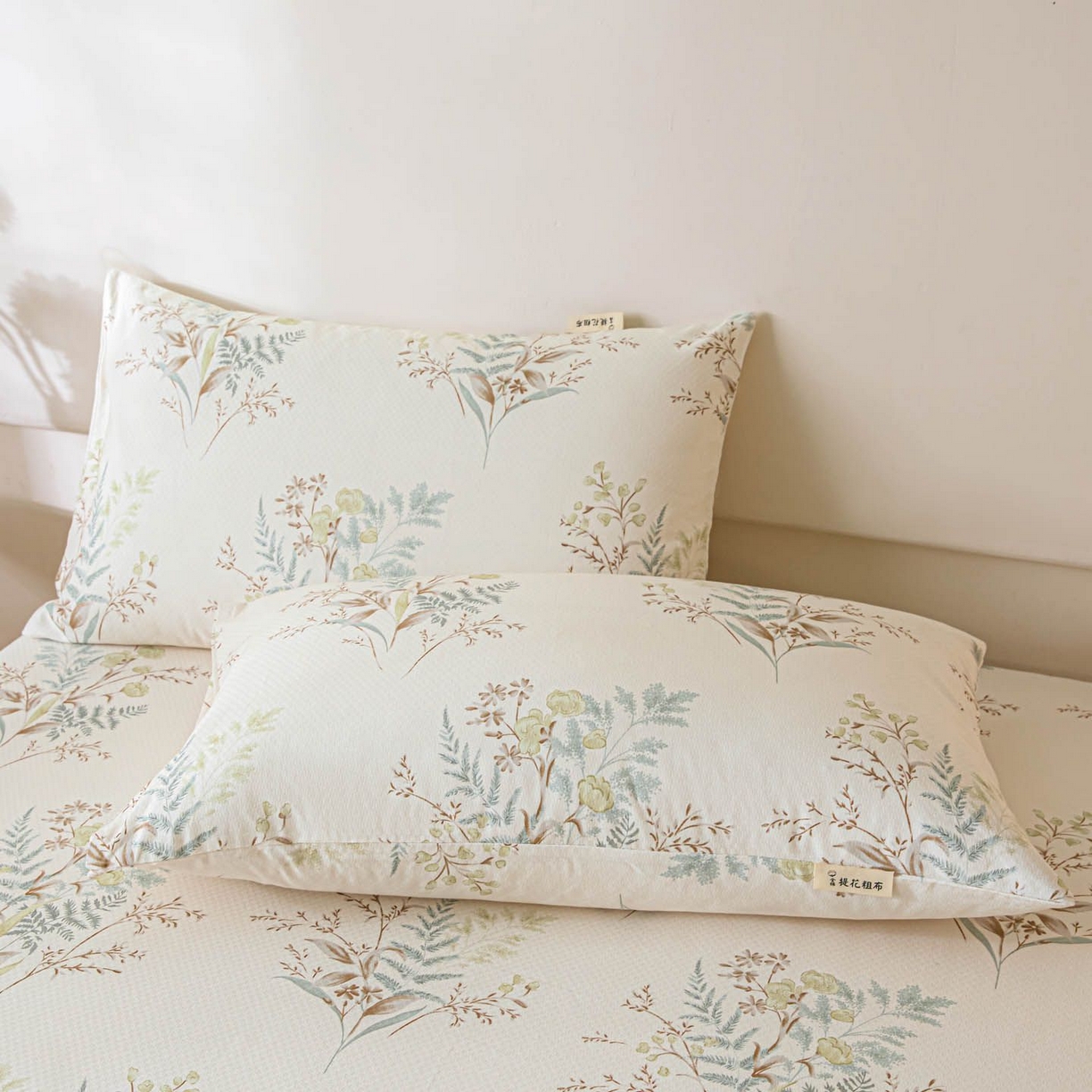 91家纺网 家纺一手货源 找家纺 涵宸家纺 2026新款全棉提花老粗布-单枕套 枕套-绿意然