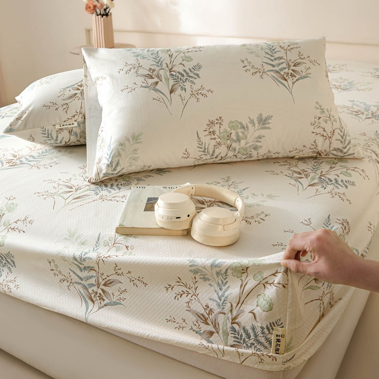 91家纺网 家纺一手货源 找家纺 涵宸家纺 2026新款全棉提花老粗布-单枕套 枕套-绿意然