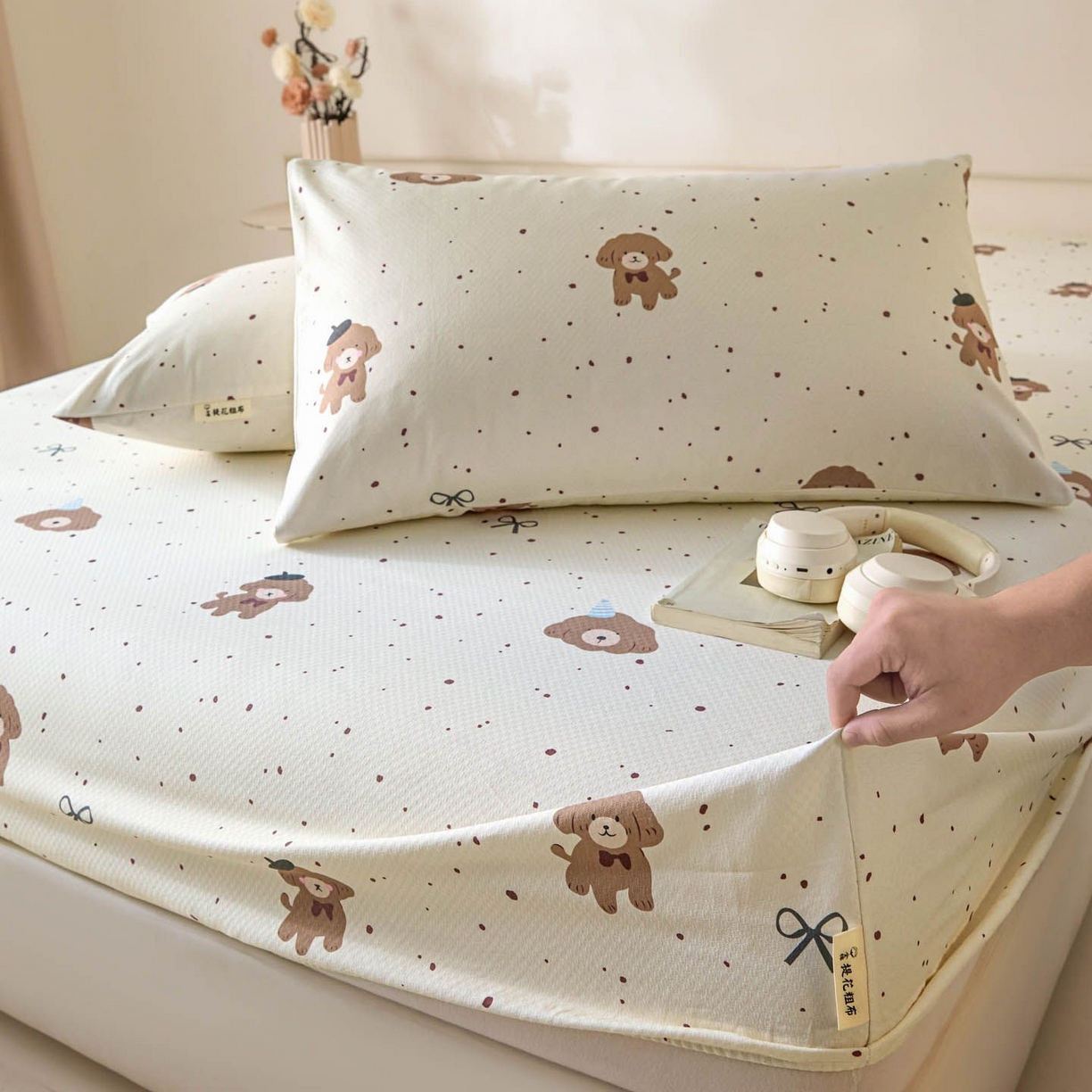 91家纺网 家纺一手货源 找家纺 涵宸家纺 2026新款全棉提花老粗布-单枕套 枕套-萌犬礼