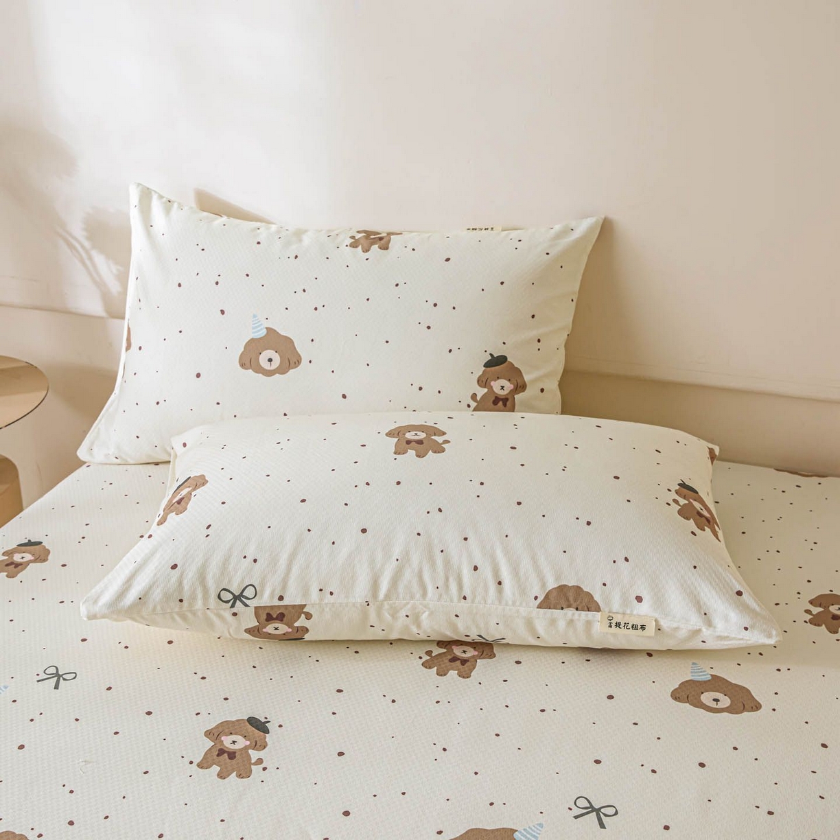 91家纺网 家纺一手货源 找家纺 涵宸家纺 2026新款全棉提花老粗布-单枕套 枕套-萌犬礼