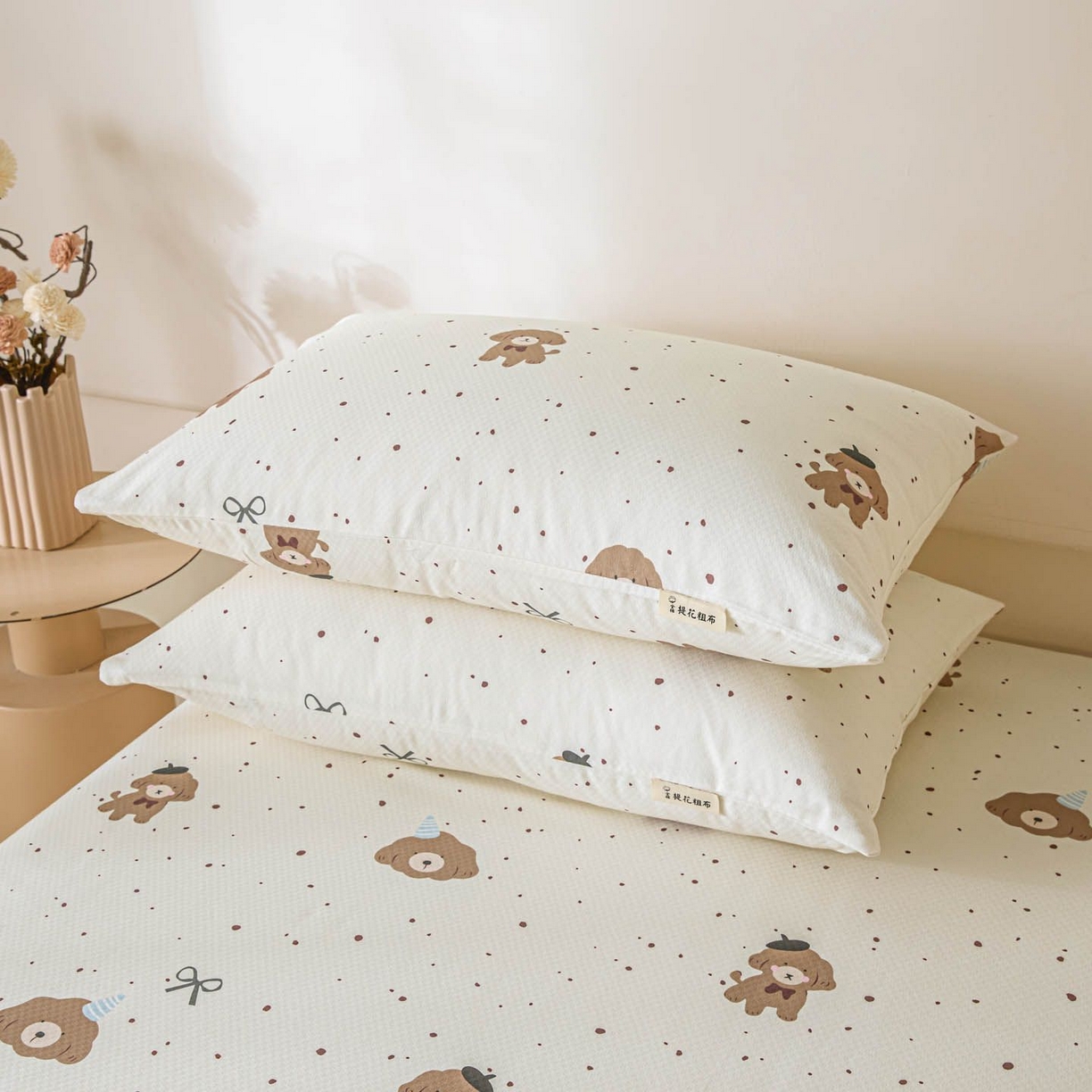 91家纺网 家纺一手货源 找家纺 涵宸家纺 2026新款全棉提花老粗布-单枕套 枕套-萌犬礼