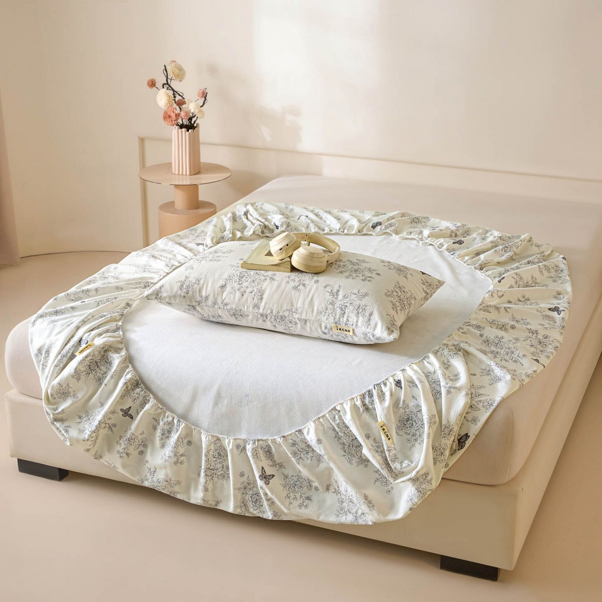 91家纺网 家纺一手货源 找家纺 涵宸家纺 2026新款全棉提花老粗布-单枕套 枕套-墨蝶