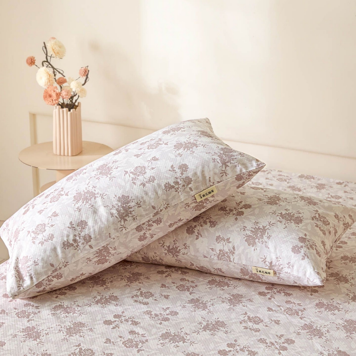 91家纺网 家纺一手货源 找家纺 涵宸家纺 2026新款全棉提花老粗布-单枕套 枕套-暖花甜梦