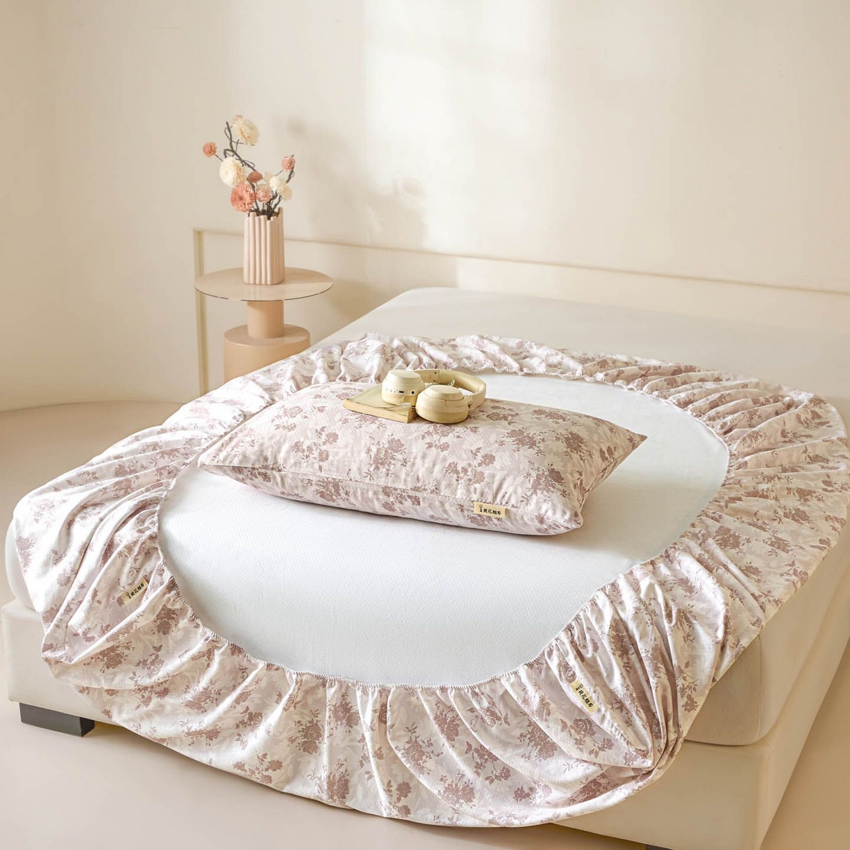 91家纺网 家纺一手货源 找家纺 涵宸家纺 2026新款全棉提花老粗布-单枕套 枕套-暖花甜梦