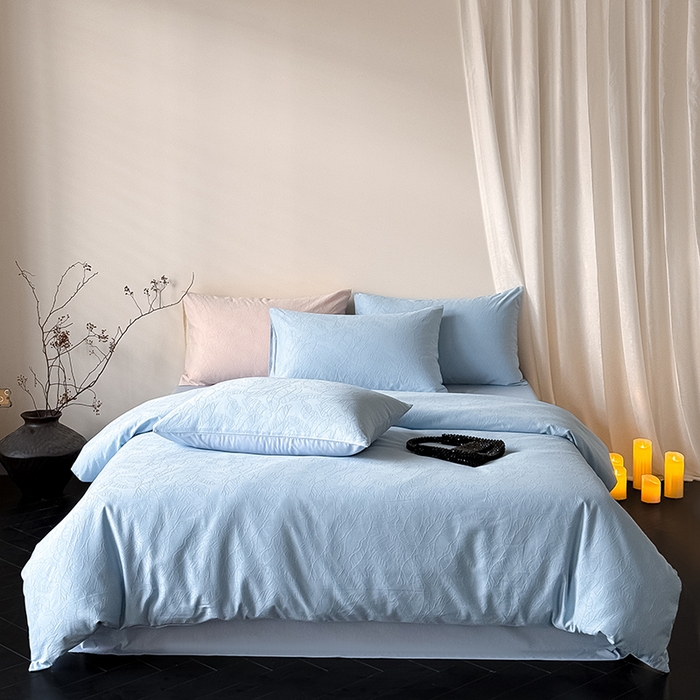 91家纺网 家纺一手货源 找家纺 Mr.pig猪先生水洗棉 2026新款简约全棉四件套系列（展示价格为控价，实际价格请联系客服） 简禾电光蓝