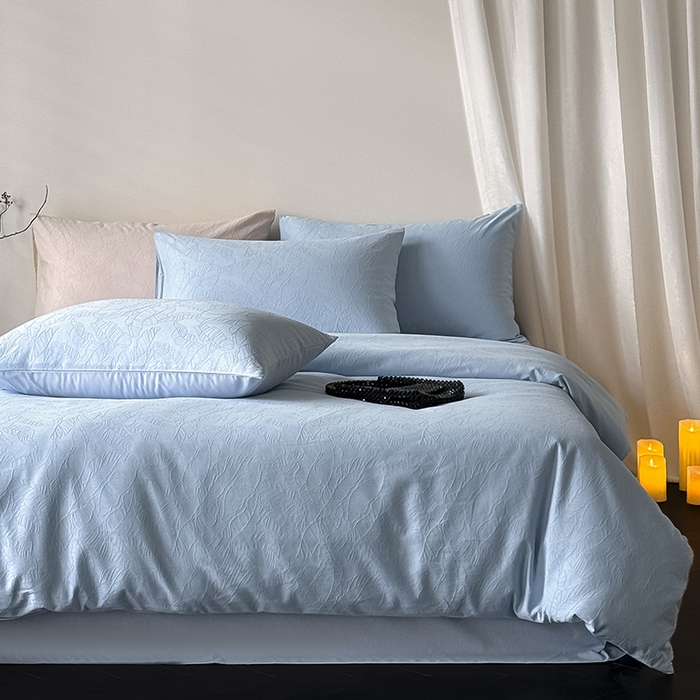 91家纺网 家纺一手货源 找家纺 Mr.pig猪先生水洗棉 2026新款简约全棉四件套系列（展示价格为控价，实际价格请联系客服） 简禾电光蓝