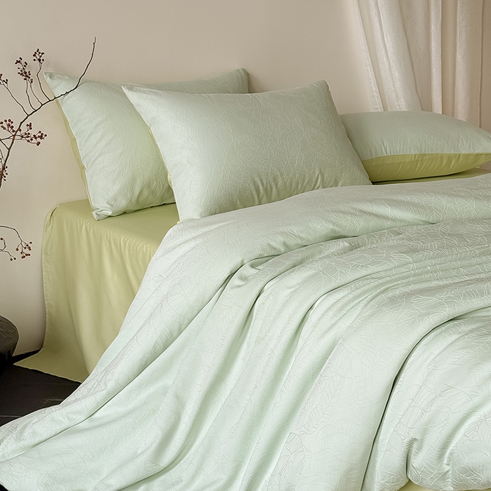 91家纺网 家纺一手货源 找家纺 Mr.pig猪先生水洗棉 2026新款简约全棉四件套系列（展示价格为控价，实际价格请联系客服） 简禾清水绿