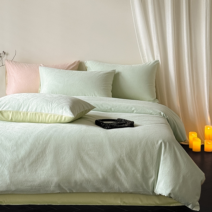 91家纺网 家纺一手货源 找家纺 Mr.pig猪先生水洗棉 2026新款简约全棉四件套系列（展示价格为控价，实际价格请联系客服） 简禾清水绿