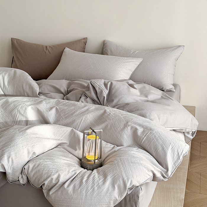 91家纺网 家纺一手货源 找家纺 Mr.pig猪先生水洗棉 2026新款简约全棉四件套系列（展示价格为控价，实际价格请联系客服） 水墨烟灰