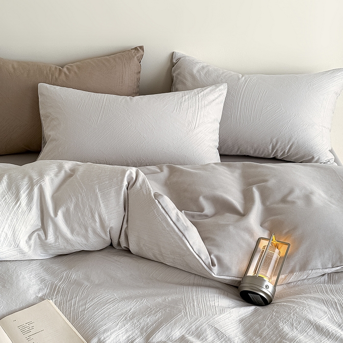 91家纺网 家纺一手货源 找家纺 Mr.pig猪先生水洗棉 2026新款简约全棉四件套系列（展示价格为控价，实际价格请联系客服） 水墨烟灰