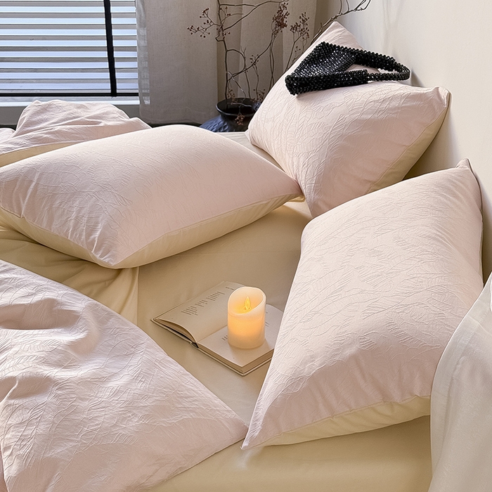 91家纺网 家纺一手货源 找家纺 Mr.pig猪先生水洗棉 2026新款简约全棉四件套系列（展示价格为控价，实际价格请联系客服） 简禾珀尔粉