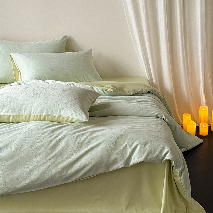 91家纺网 家纺一手货源 找家纺 Mr.pig猪先生水洗棉 2026新款简约全棉四件套系列（展示价格为控价，实际价格请联系客服） 简禾清水绿