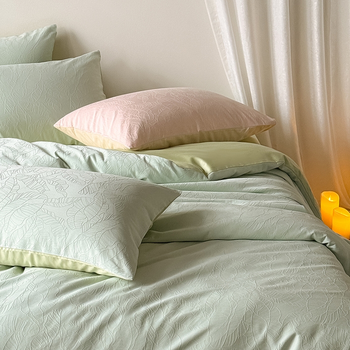 91家纺网 家纺一手货源 找家纺 Mr.pig猪先生水洗棉 2026新款简约全棉四件套系列（展示价格为控价，实际价格请联系客服） 简禾清水绿