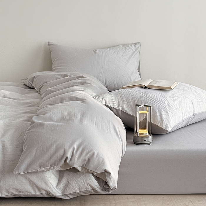 91家纺网 家纺一手货源 找家纺 Mr.pig猪先生水洗棉 2026新款简约全棉四件套系列（展示价格为控价，实际价格请联系客服） 水墨烟灰