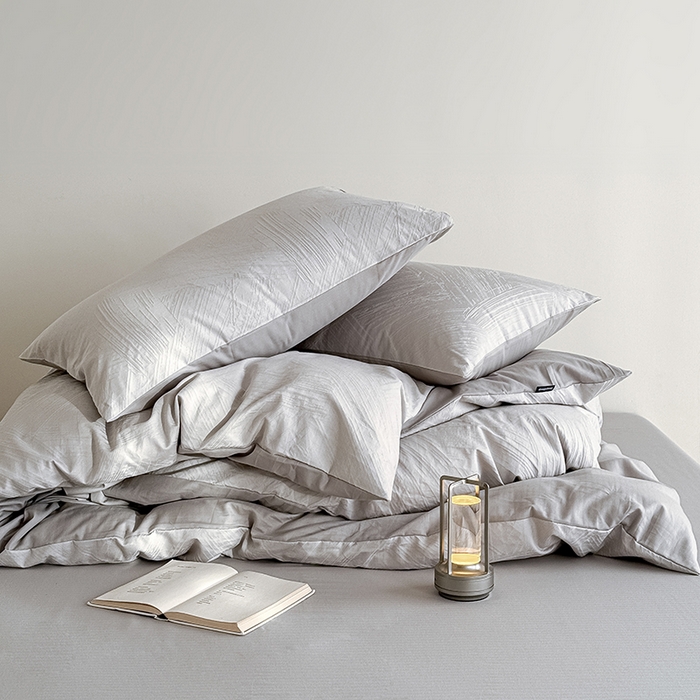 91家纺网 家纺一手货源 找家纺 Mr.pig猪先生水洗棉 2026新款简约全棉四件套系列（展示价格为控价，实际价格请联系客服） 水墨烟灰