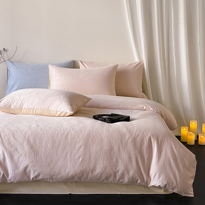 91家纺网 家纺一手货源 找家纺 Mr.pig猪先生水洗棉 2026新款简约全棉四件套系列（展示价格为控价，实际价格请联系客服） 简禾珀尔粉