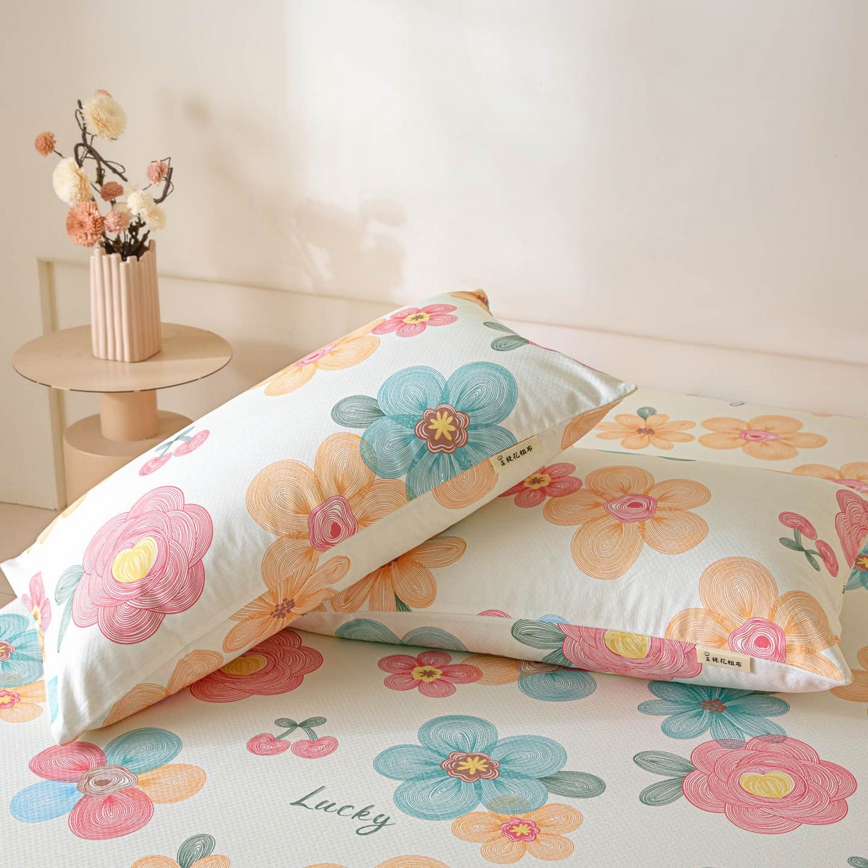 91家纺网 家纺一手货源 找家纺 涵宸家纺 2026新款全棉提花老粗布-单枕套 枕套-甜樱记