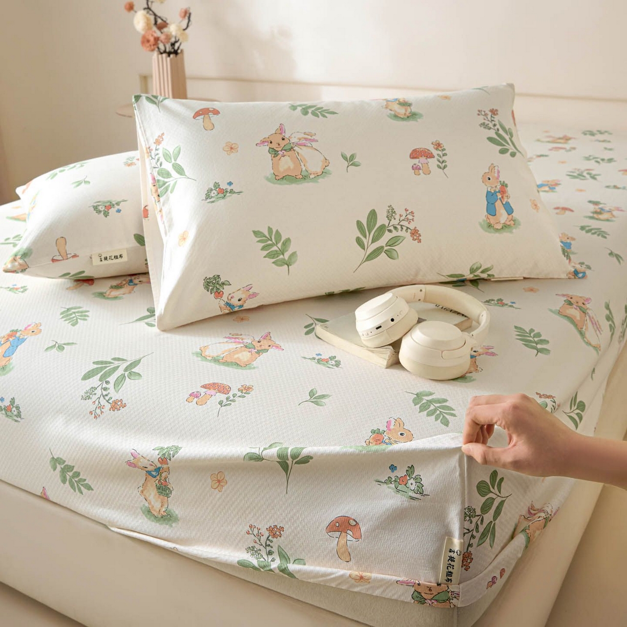 91家纺网 家纺一手货源 找家纺 涵宸家纺 2026新款全棉提花老粗布-单枕套 枕套-兔屿