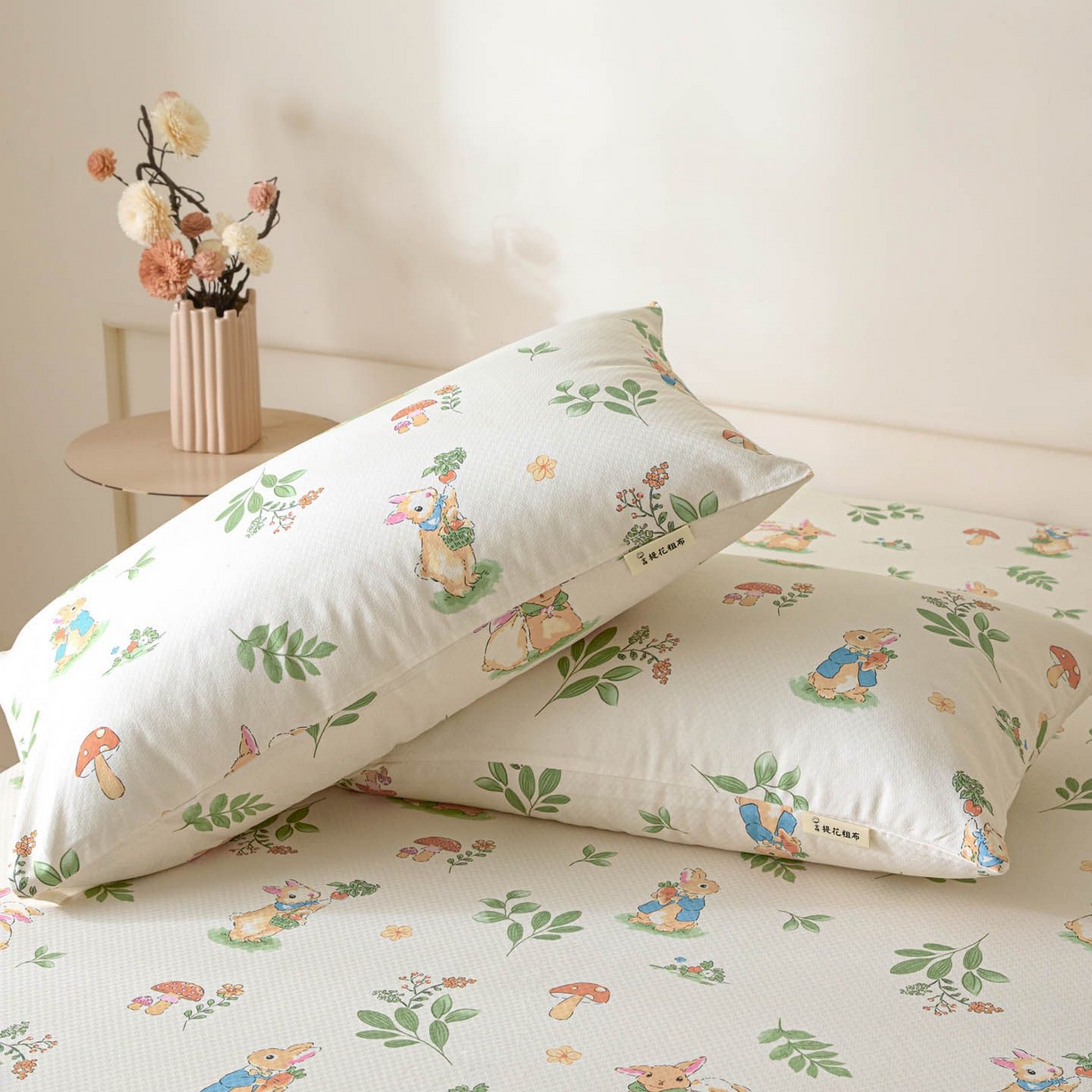 91家纺网 家纺一手货源 找家纺 涵宸家纺 2026新款全棉提花老粗布-单枕套 枕套-兔屿