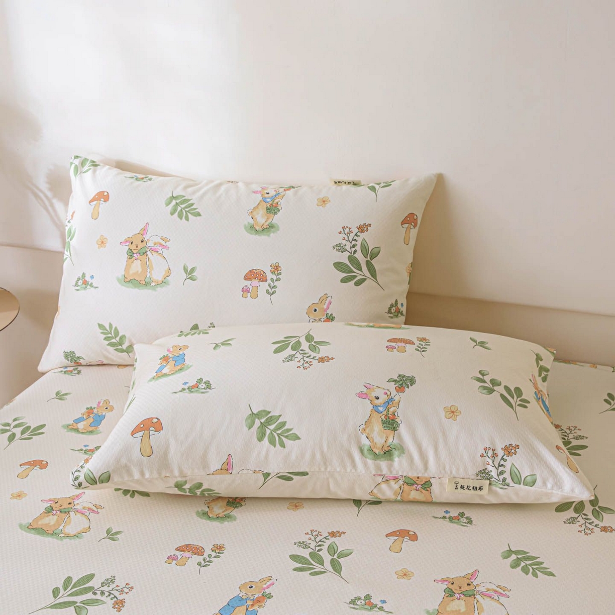 91家纺网 家纺一手货源 找家纺 涵宸家纺 2026新款全棉提花老粗布-单枕套 枕套-兔屿