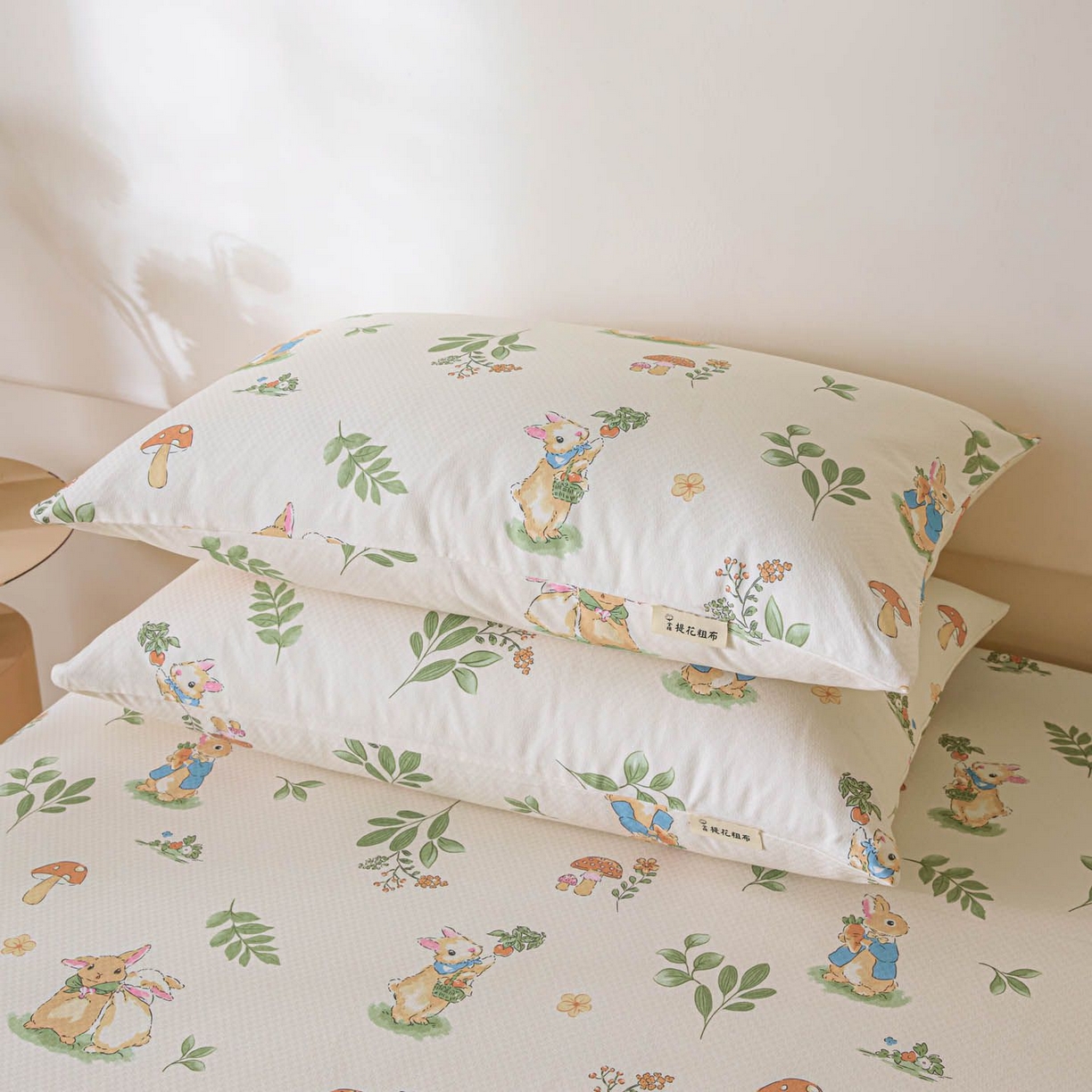91家纺网 家纺一手货源 找家纺 涵宸家纺 2026新款全棉提花老粗布-单枕套 枕套-兔屿