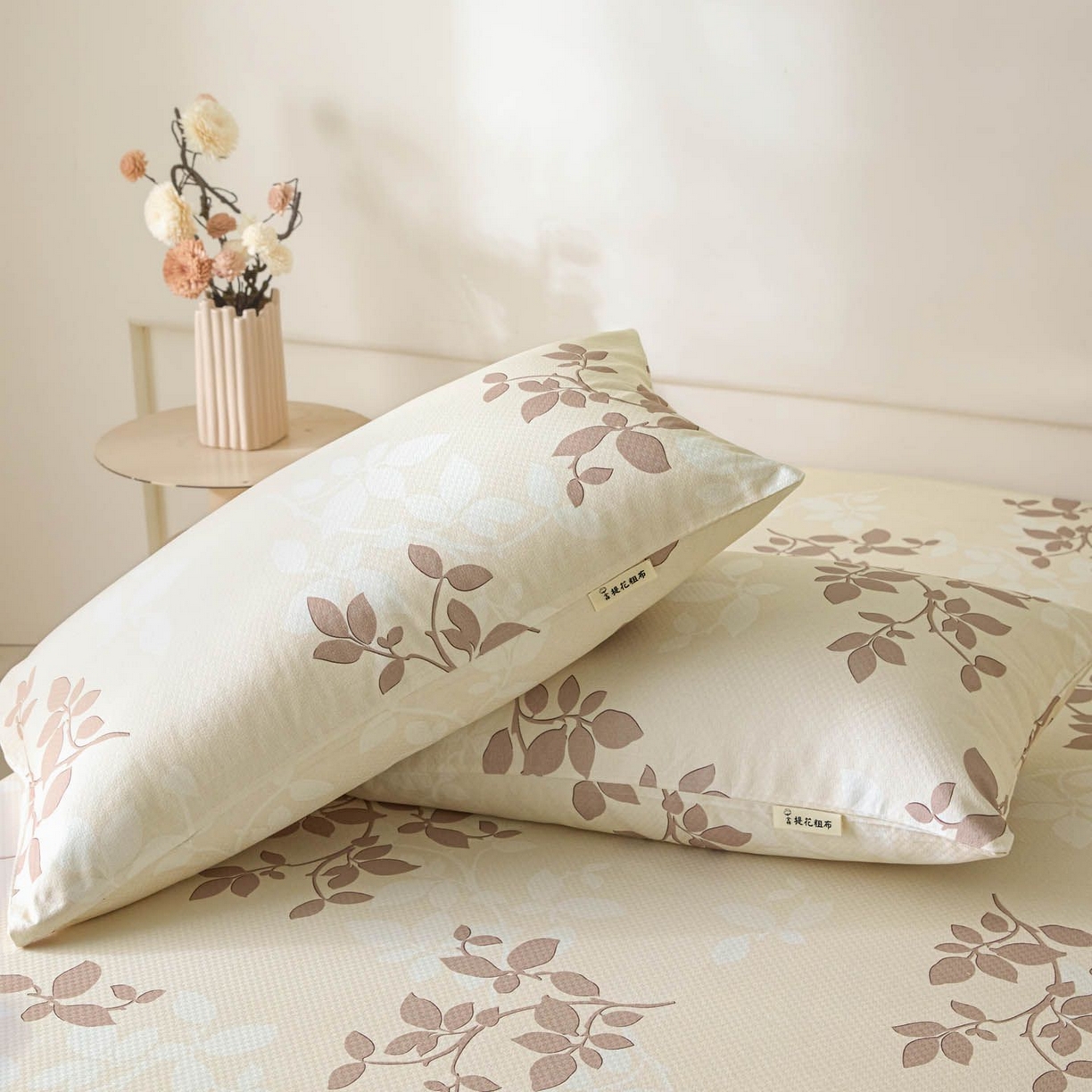 91家纺网 家纺一手货源 找家纺 涵宸家纺 2026新款全棉提花老粗布-单枕套 枕套-叶知秋