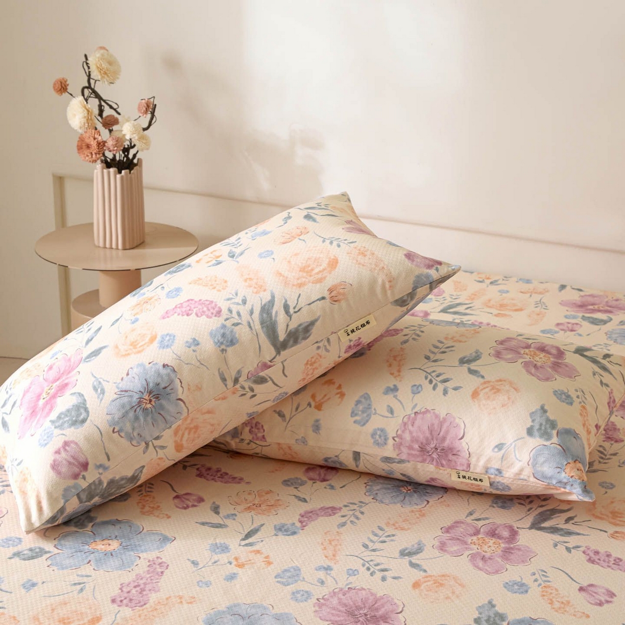 91家纺网 家纺一手货源 找家纺 涵宸家纺 2026新款全棉提花老粗布-单枕套 枕套-紫晴空